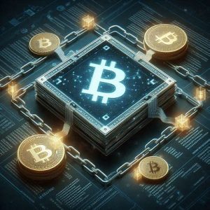 blockchain ledger with digital security symbols