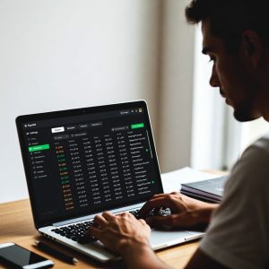 reviewing crypto wallet transactions on a laptop